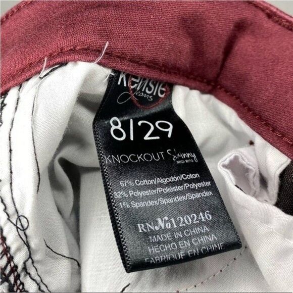 Kensie Jeans Women’s 8/29 Maroon Burgundy Denim Knockout Skinny Mid Rise Stretch - Picture 9 of 9